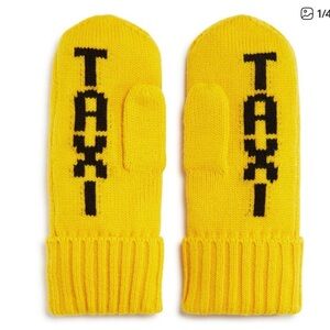 Bright Yellow Taxi Knit Mittens